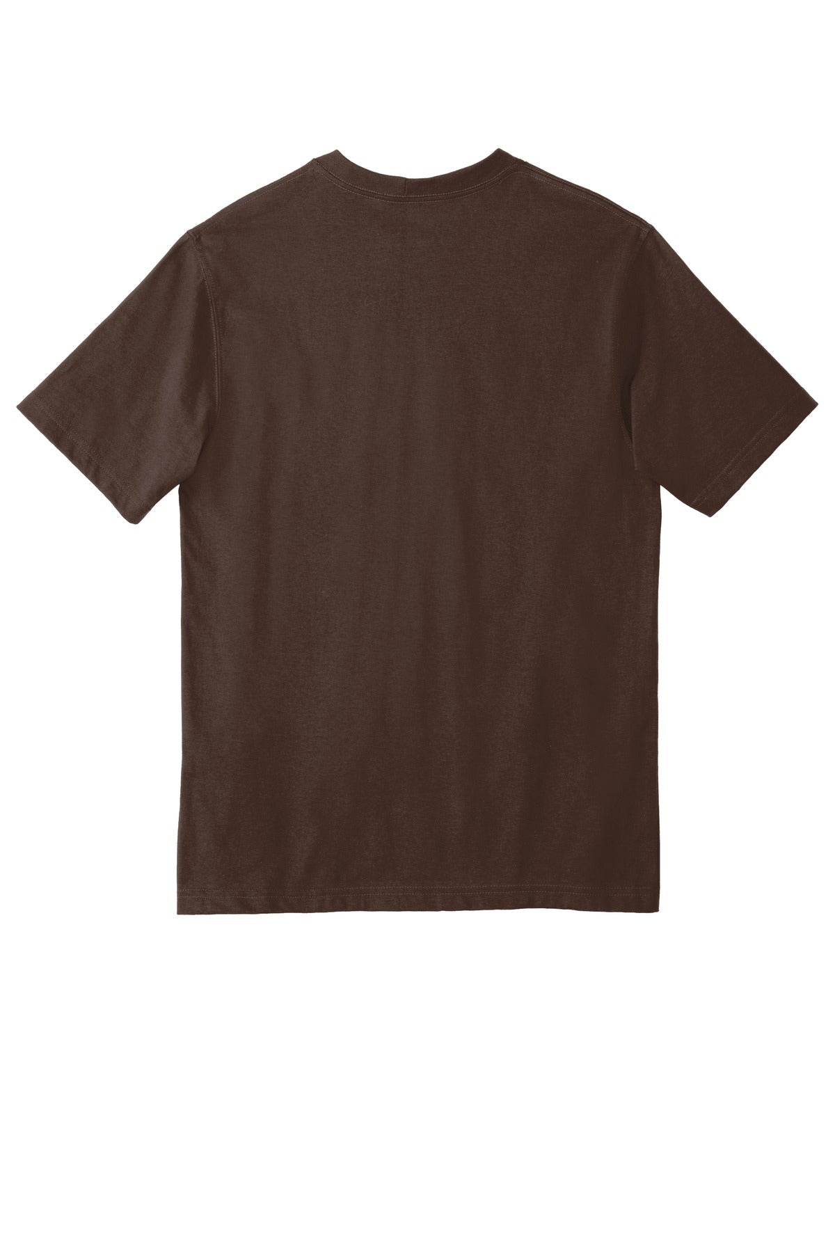 Rear View of Dark Brown Carhartt Tall Workwear Pocket Short Sleeve T-Shirt. CTTK87