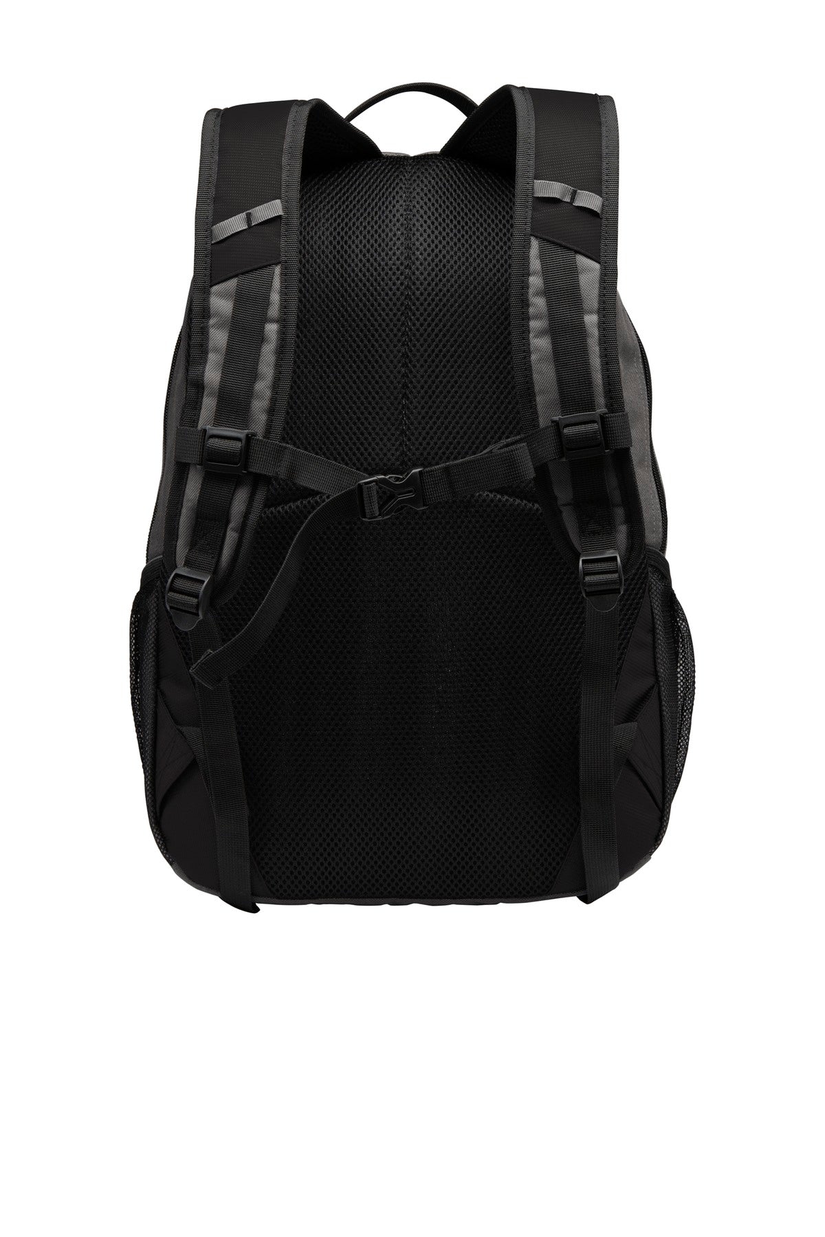 Rear View of Dark Char/Char Port Authority Ridge Backpack. BG208