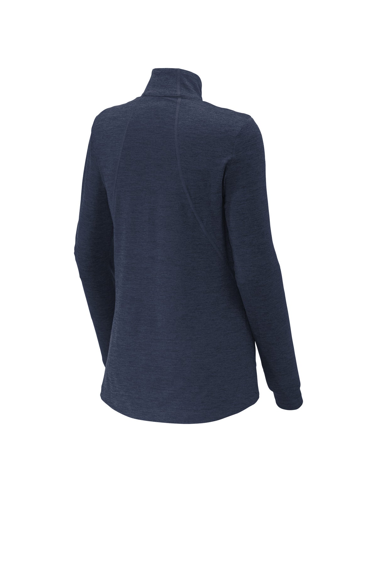 Rear View of Dark Denim Hth Sport-Tek Women's Exchange 1.5 Long Sleeve 1/2-Zip LST711