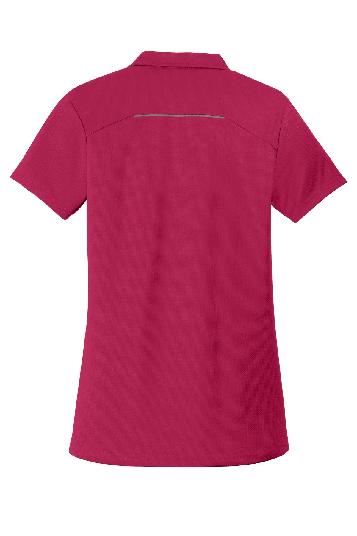 Rear View of Dark Fuchsia Port Authority Women's Pinpoint Mesh Zip Polo. L580