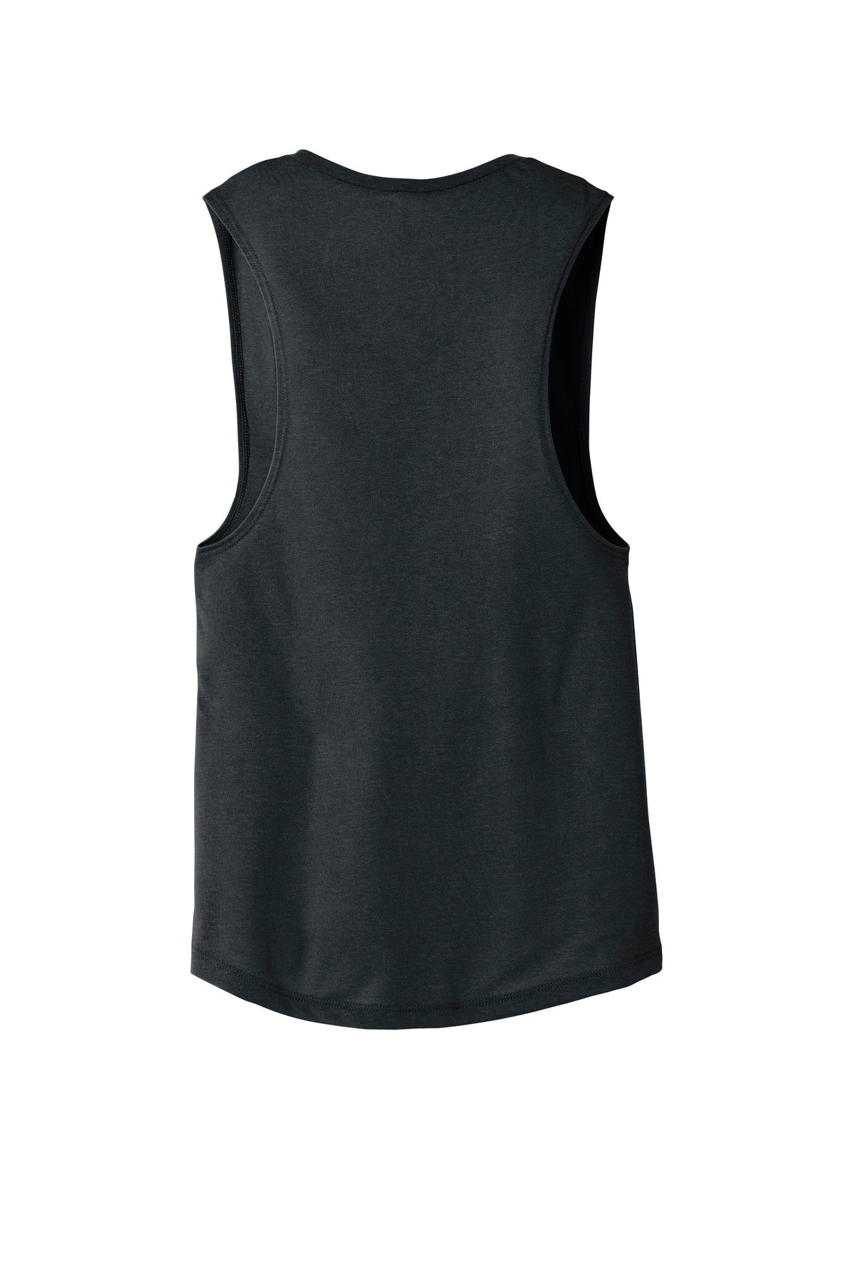 Rear View of Dark Grey Ht BELLA+CANVAS Women's Flowy Scoop Muscle Tank. BC8803