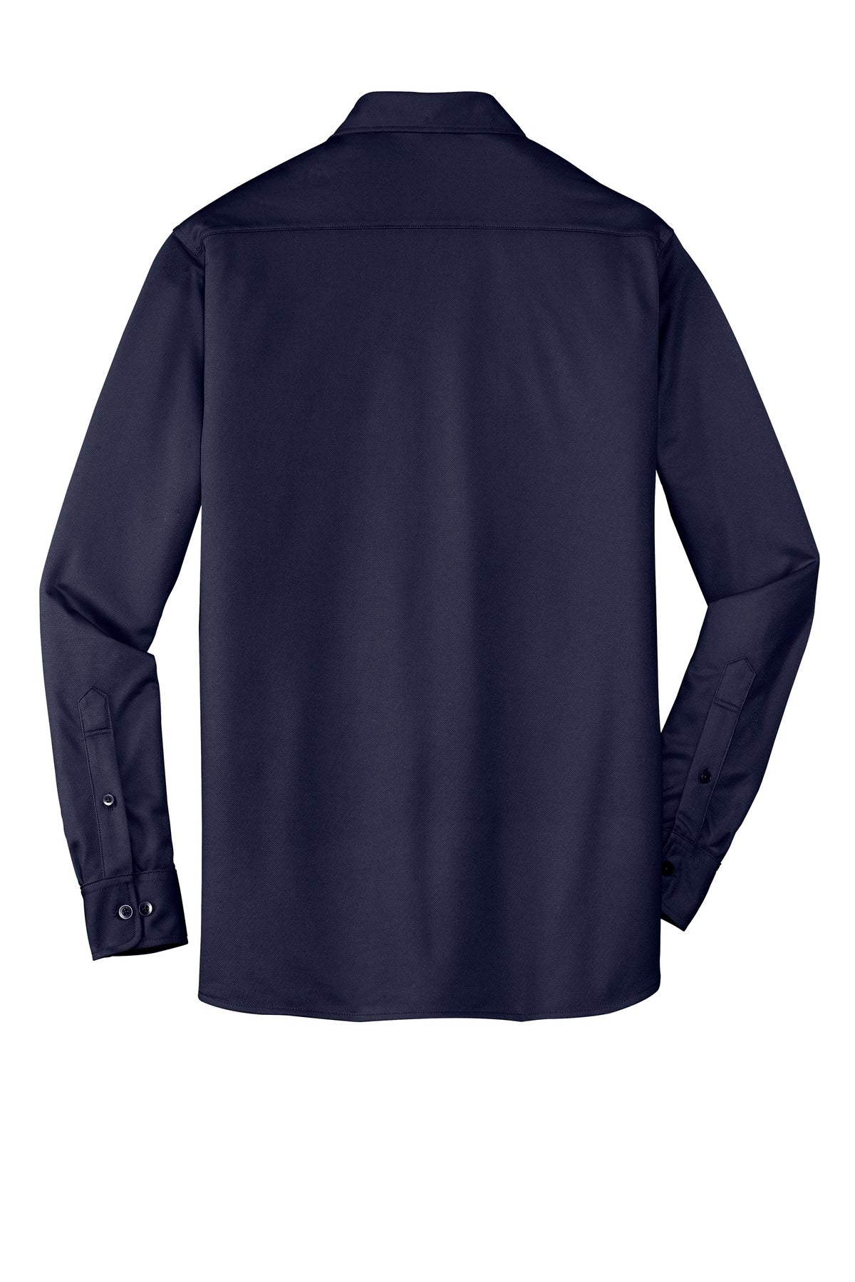 Rear View of Dark Navy Port Authority Dimension Knit Dress Shirt. K570