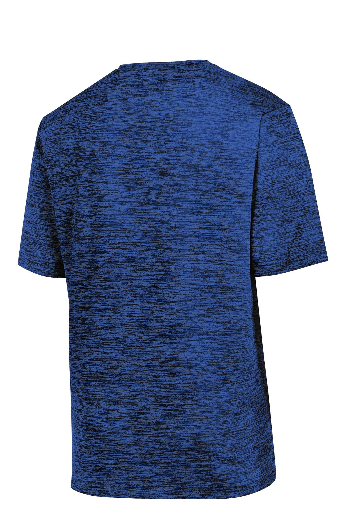 Rear View of Dark Roy-Blk E Sport-Tek PosiCharge Electric Heather Tee. ST390