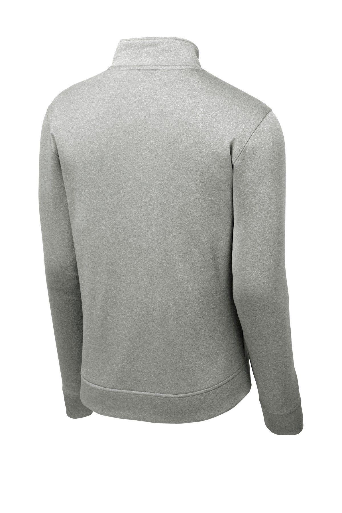 Rear View of Dark Silver He Sport-Tek PosiCharge Sport-Wick Heather Fleece 1/4-Zip Pullover. ST263