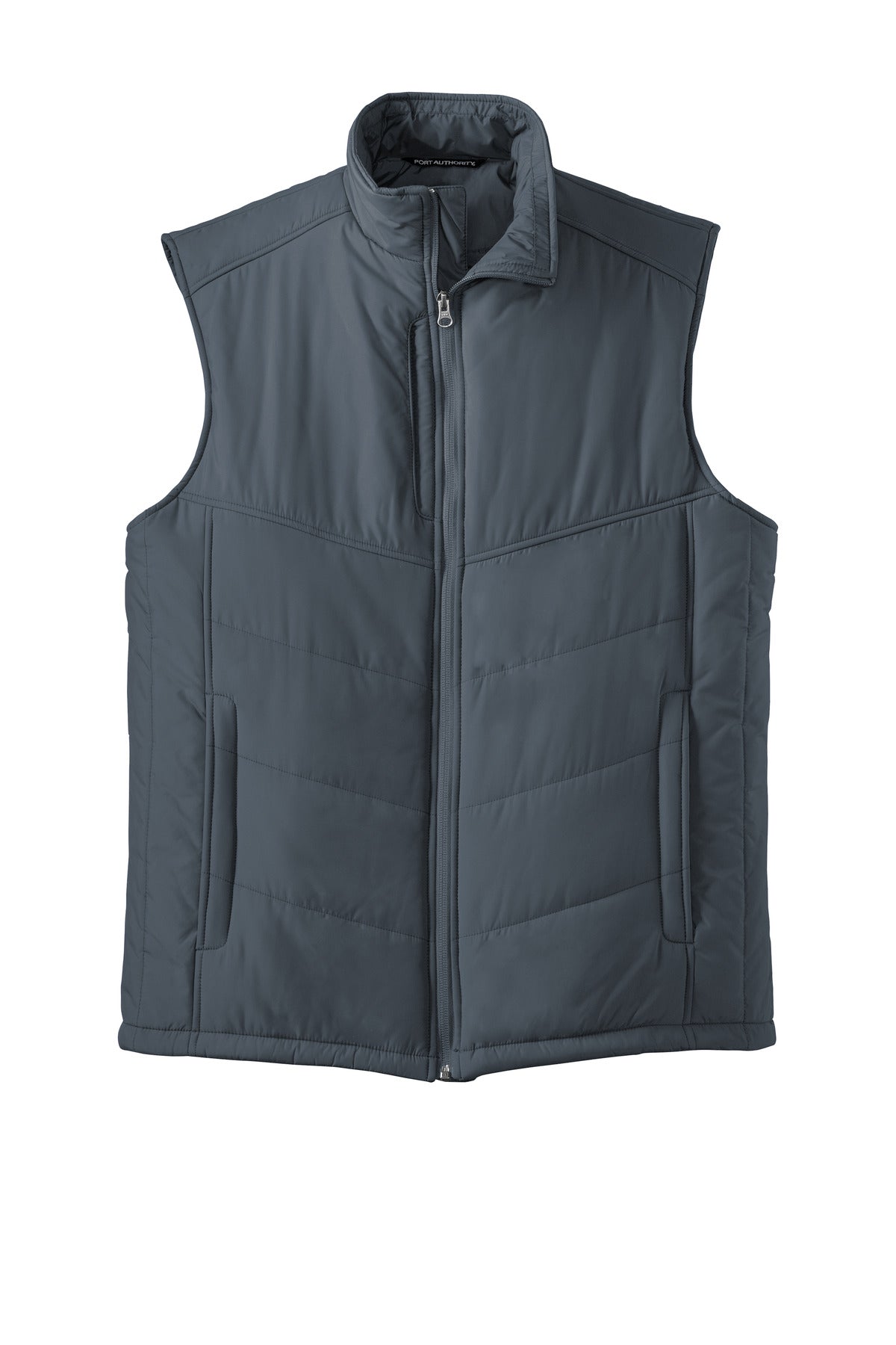 Rear View of Dark Slate Port Authority Puffy Vest. J709