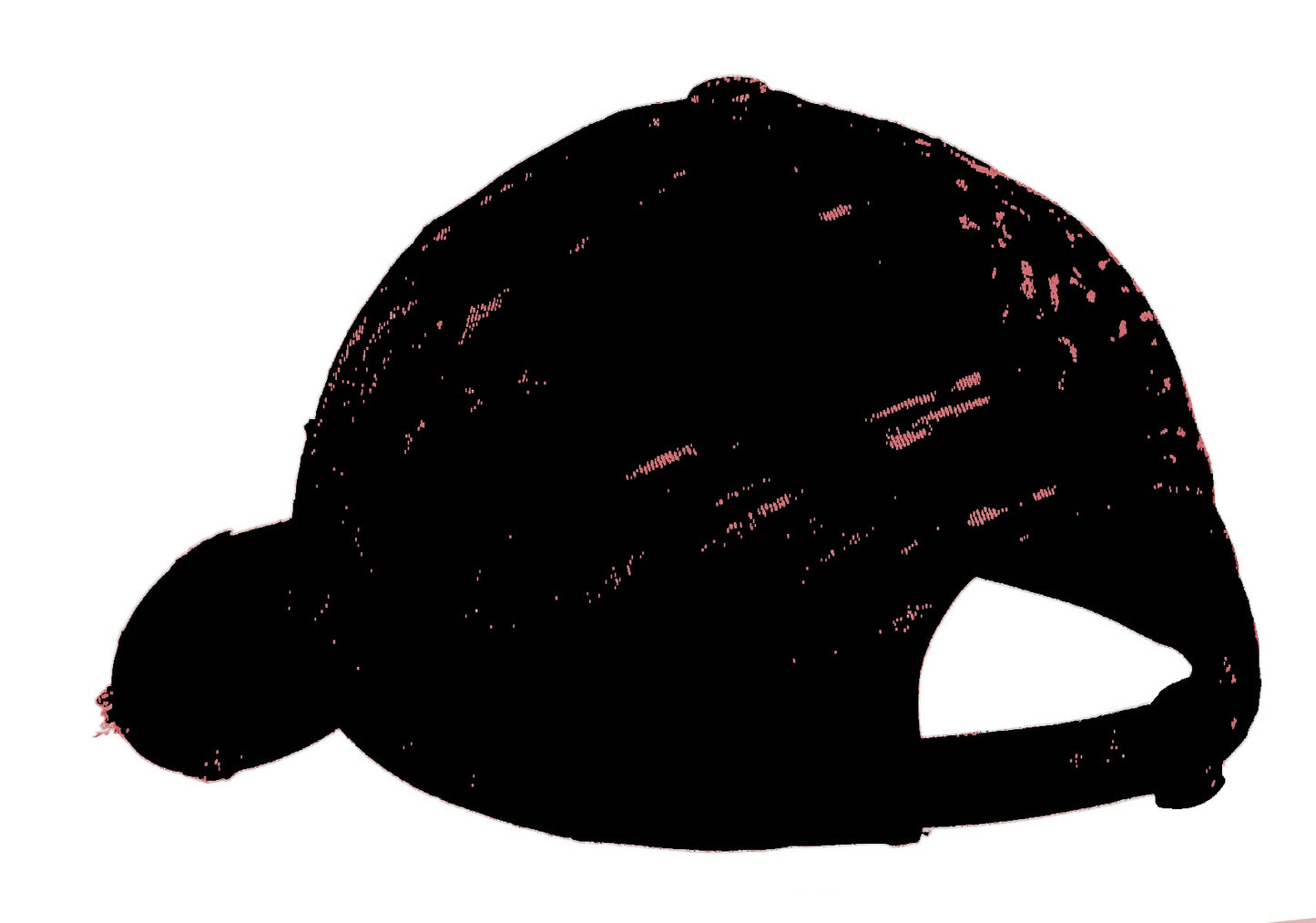 Rear View of Dashing Red District Distressed Cap. DT600