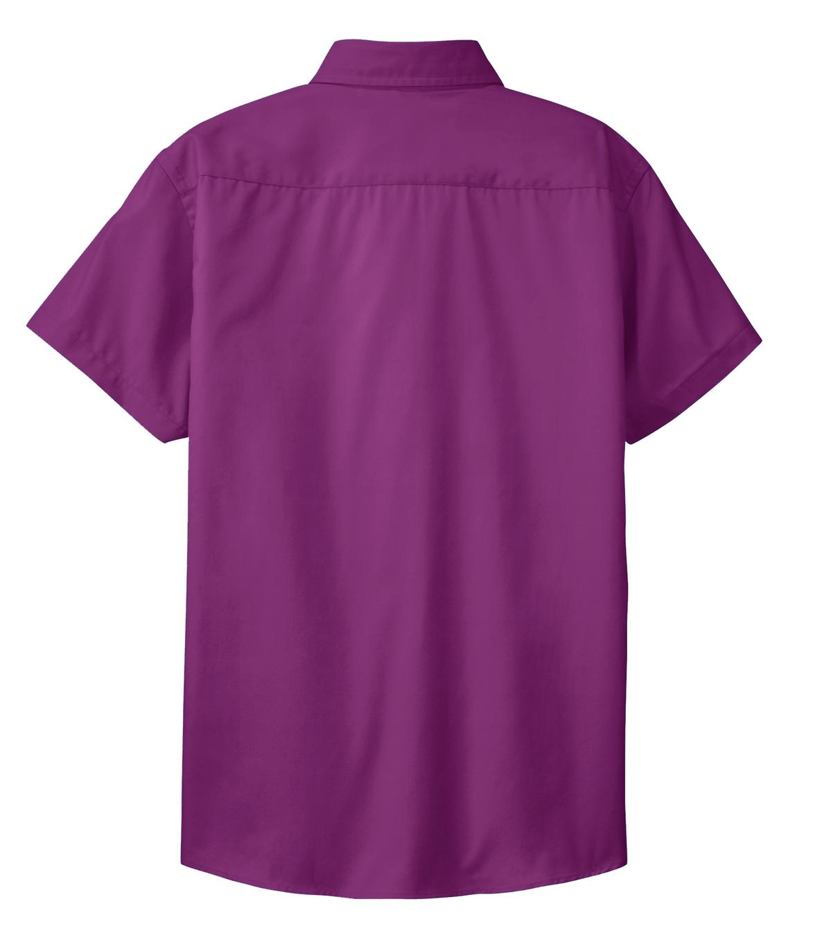 Rear View of Deep Berry Port Authority Women's Short Sleeve Easy Care Shirt. L508
