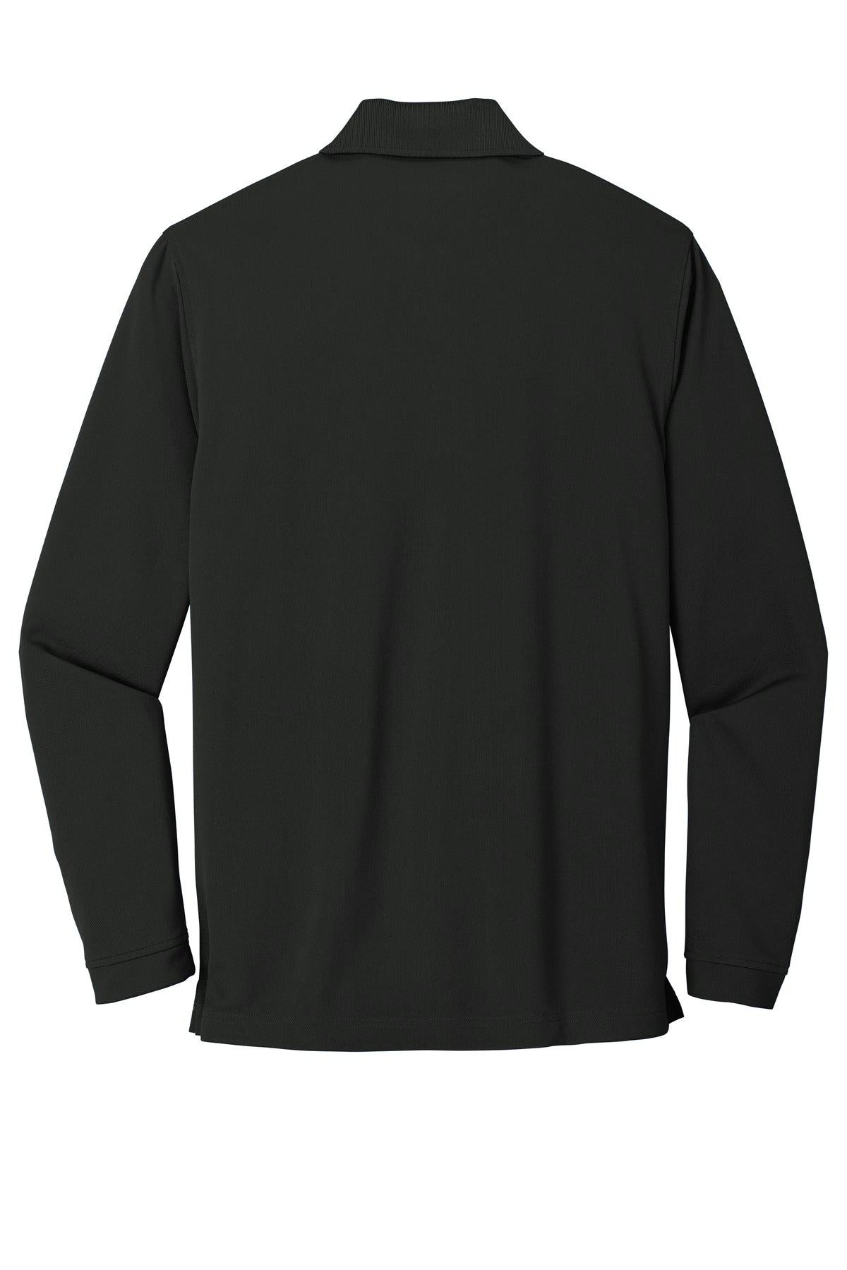 Rear View of Deep Black Port Authority Dry Zone UV Micro-Mesh Long Sleeve Polo K110LS
