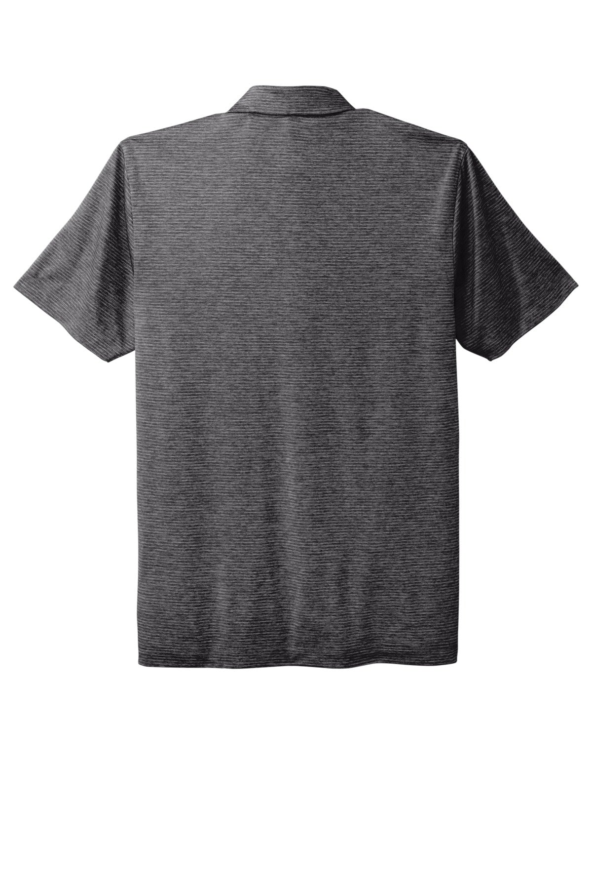 Rear View of Deep Black Port Authority Shadow Stripe Polo. K585