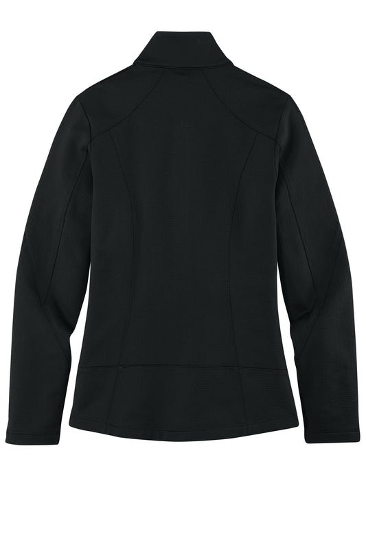 Rear View of Deep Black Port Authority Women's Grid Fleece Jacket. L239