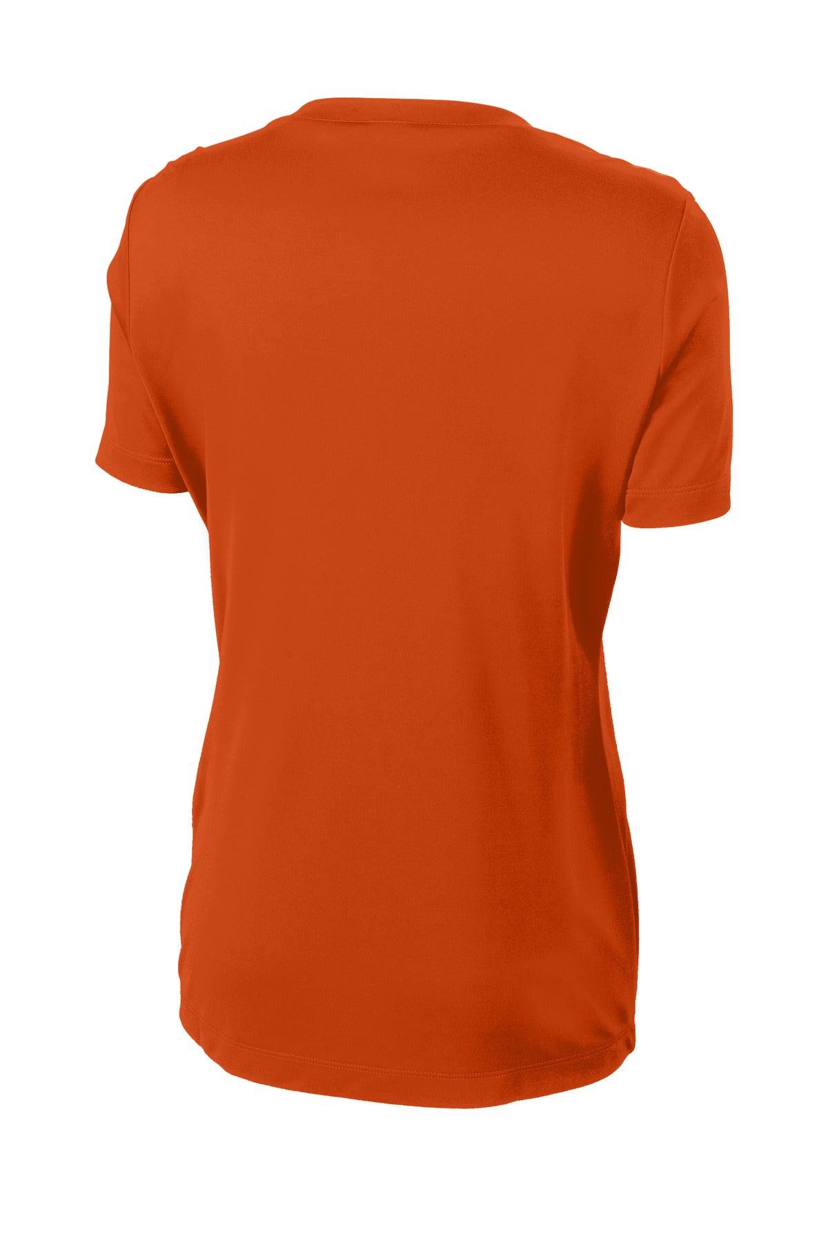 Rear View of Deep Orange Sport-Tek Women's PosiCharge Competitor Tee. LST350