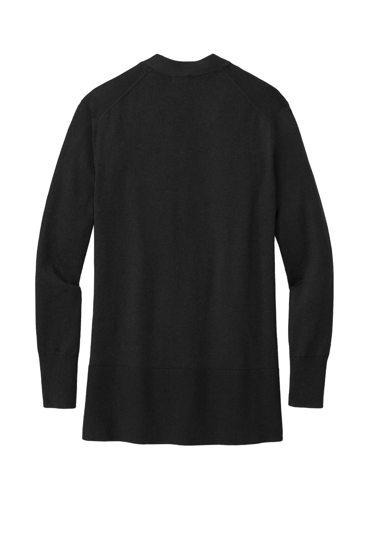 Rear View of DeepBlack Brooks Brothers Women's Cotton Stretch Long Cardigan Sweater BB18403
