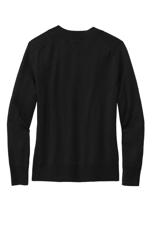 Rear View of DeepBlack Brooks Brothers Women's Cotton Stretch V-Neck Sweater BB18401