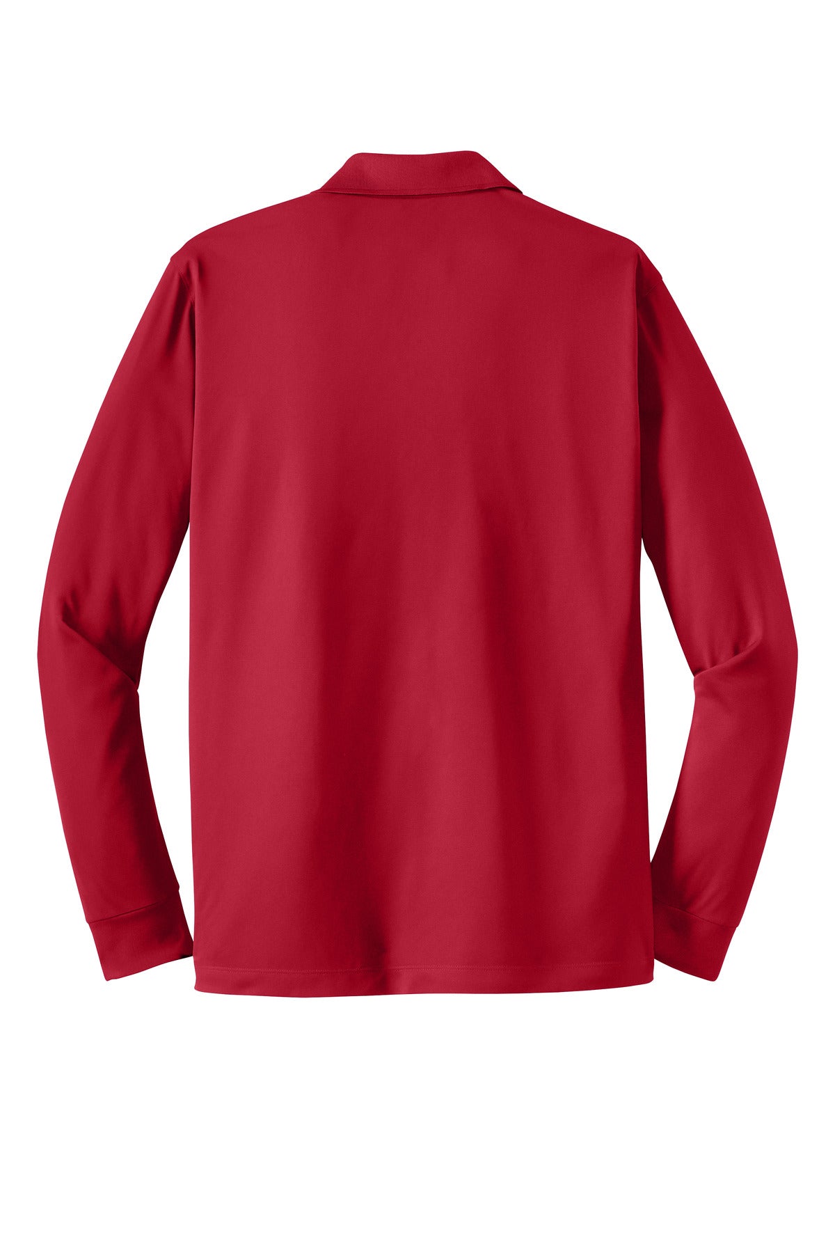 Rear View of DeepRed Sport-Tek Long Sleeve Micropique Sport-Wick Polo. ST657