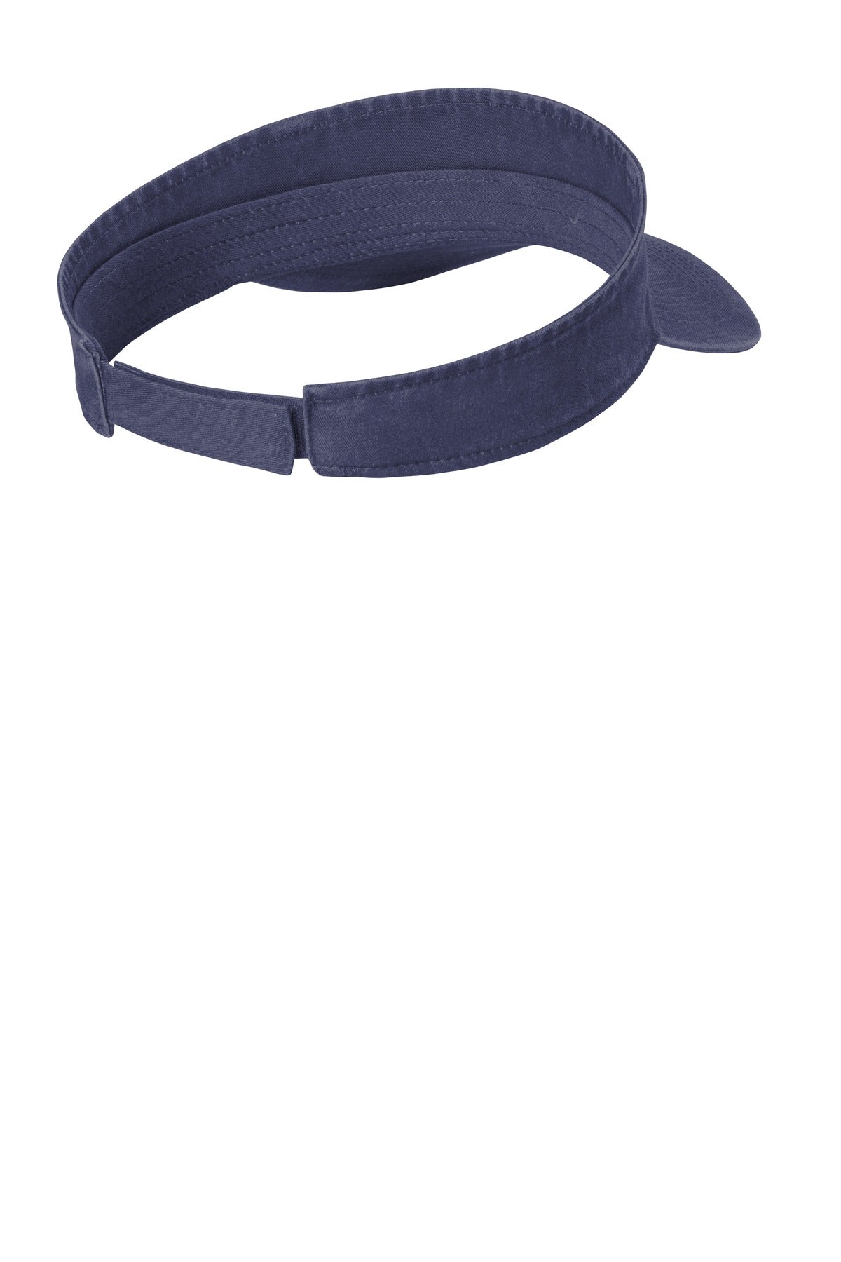 Rear View of Denim Blue Port Authority Beach Wash Visor. C944