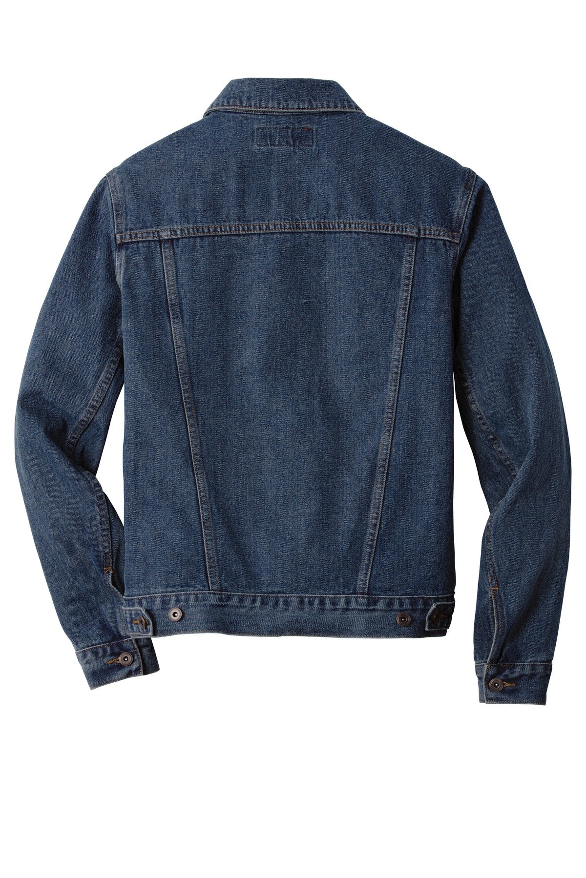 Rear View of Denim Port Authority Denim Jacket. J7620