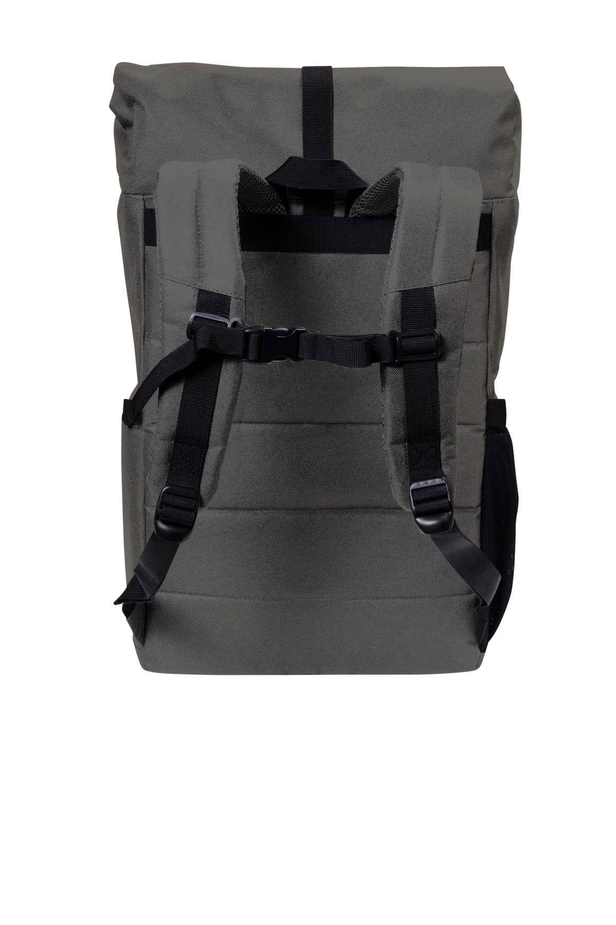 Rear View of DkChar/Blk Port Authority 18-Can Backpack Cooler BG501