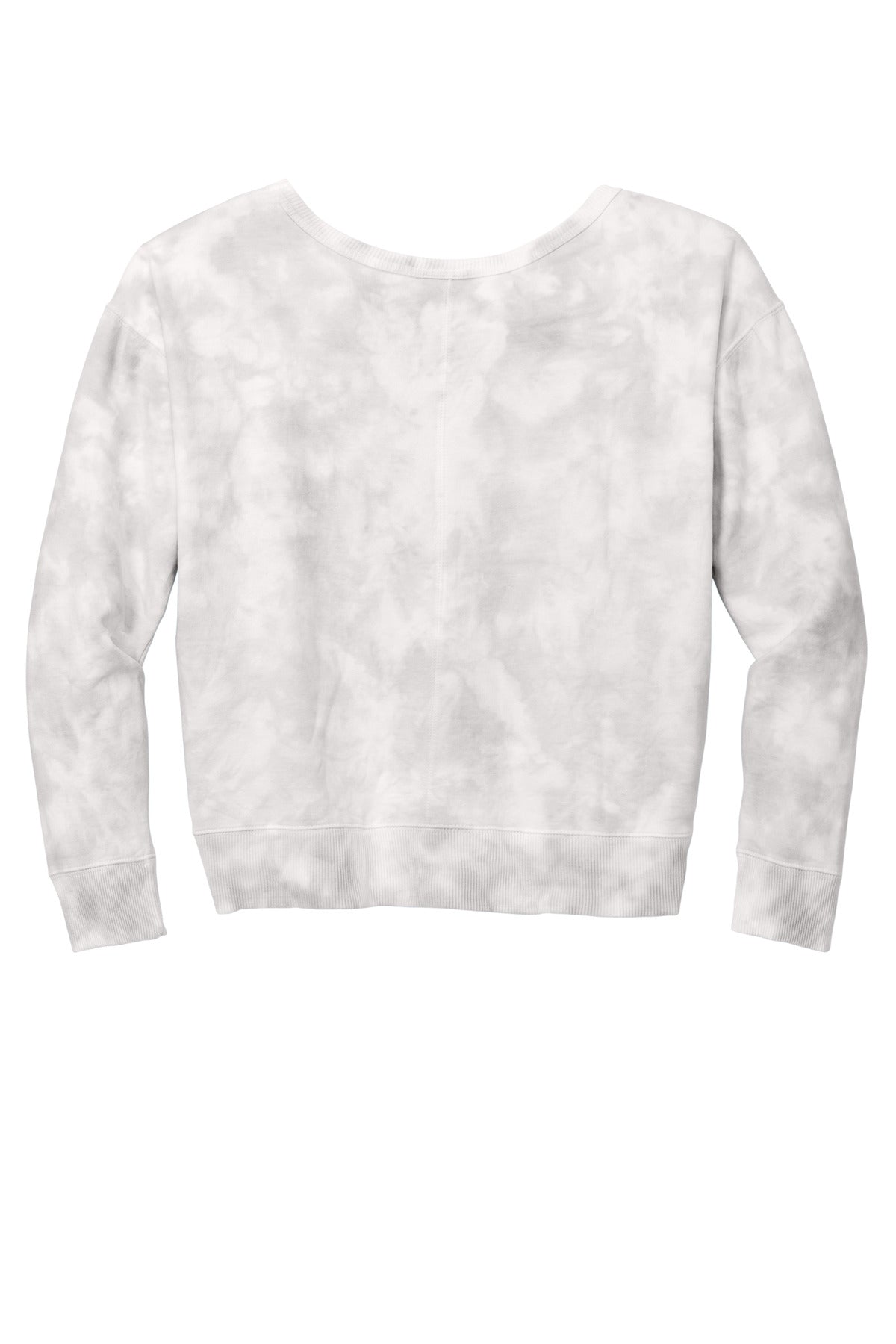 Rear View of DoveGrey Port & Company Women's Beach Wash Cloud Tie-Dye V-Neck Sweatshirt LPC140V