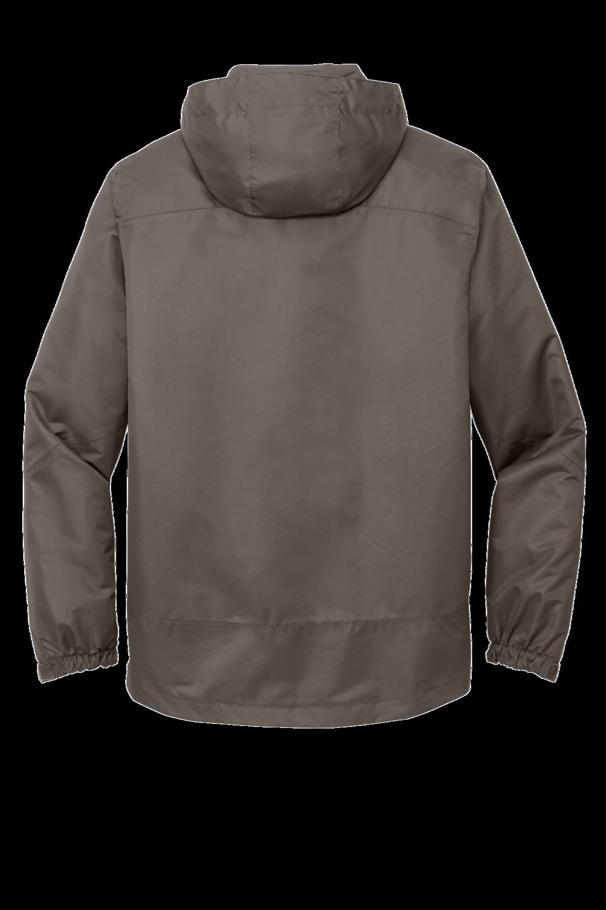 Rear View of Dp Smoke/Charc Port Authority Vortex Waterproof 3-in-1 Jacket. J332