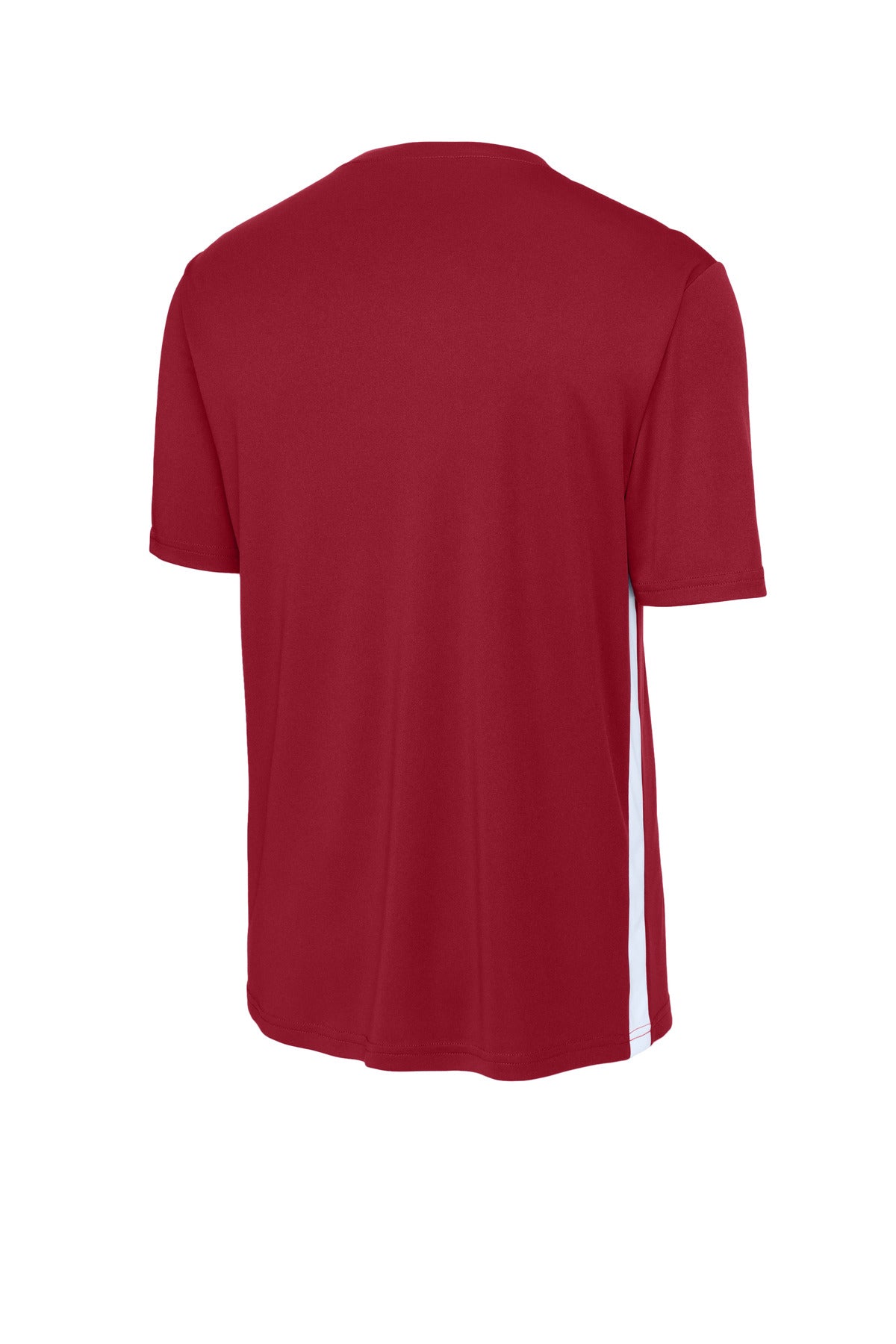 Rear View of DpRd/Wht Sport-Tek Competitor United V-Neck ST101