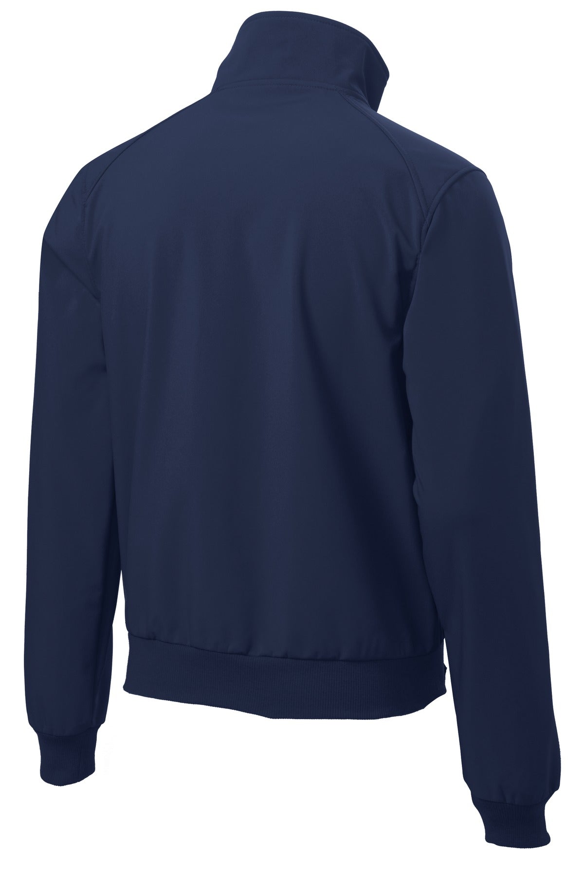 Rear View of Dress Blue Nvy Port Authority Soft Shell Bomber Jacket. J337