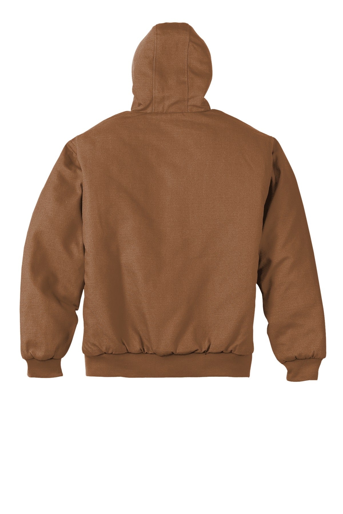 Rear View of Duck Brown CornerStone Tall Duck Cloth Hooded Work Jacket. TLJ763H