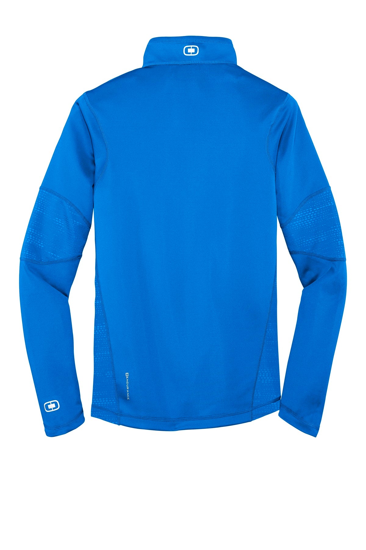 Rear View of Electric Blue OGIO Fulcrum 1/4-Zip. OE701