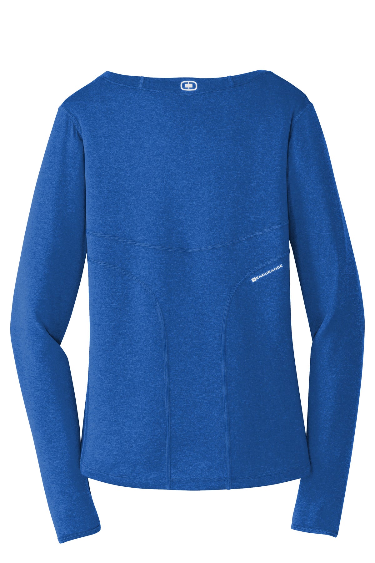 Rear View of Electric Blue OGIO Women's Long Sleeve Pulse Crew. LOE321