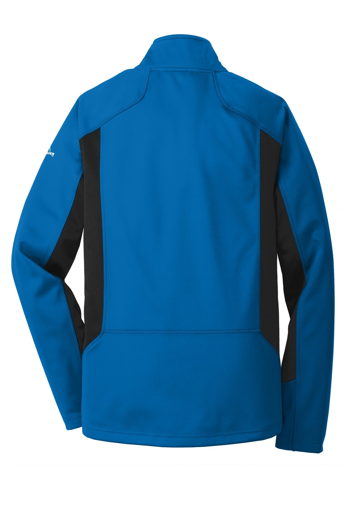 Rear View of Exped Blue/Blk Eddie Bauer Trail Soft Shell Jacket. EB542