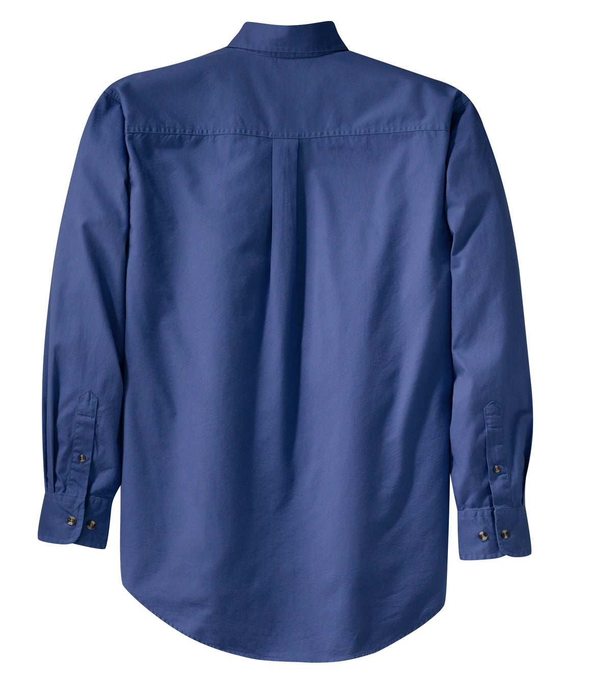 Rear View of Faded Blue Port Authority Long Sleeve Twill Shirt. S600T