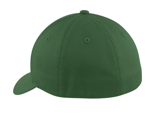 Rear View of Forest Green Port Authority Flexfit Cotton Twill Cap. C813