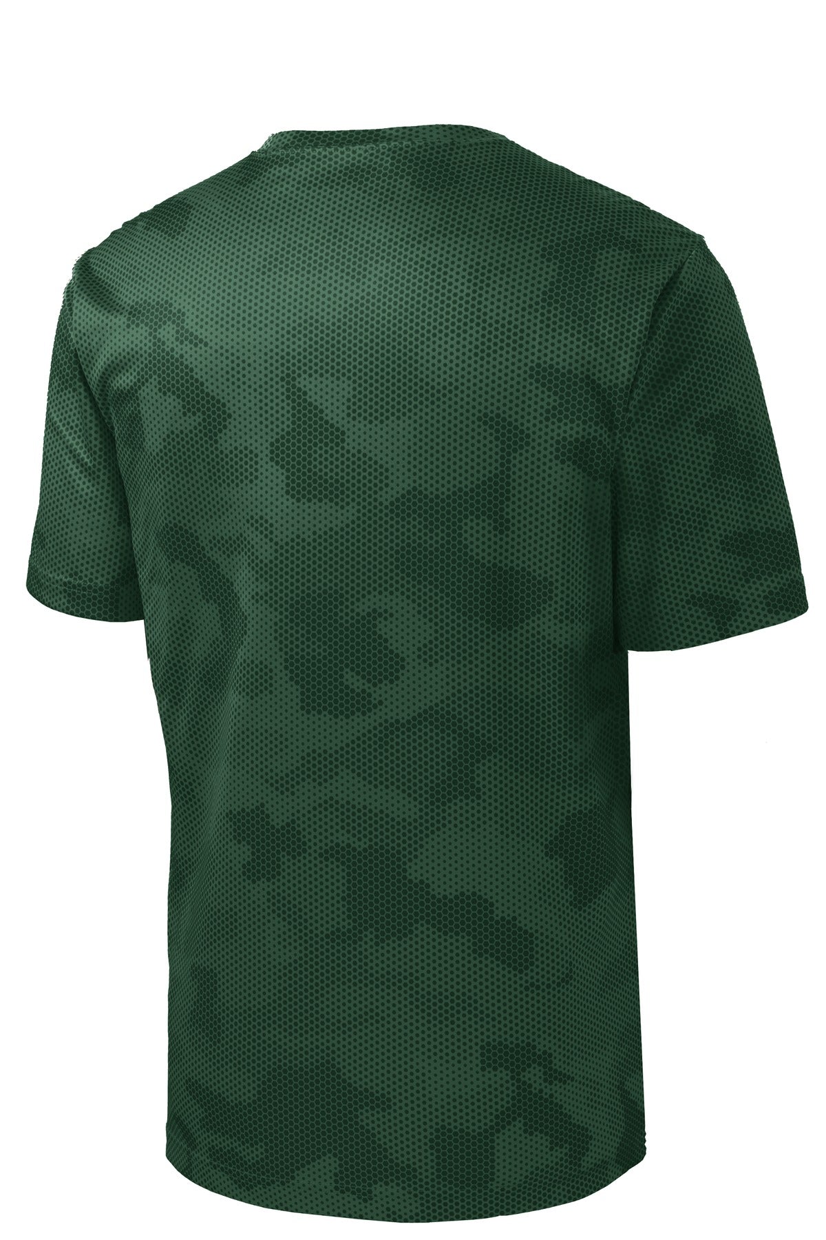 Rear View of Forest Green Sport-Tek Youth CamoHex Tee. YST370