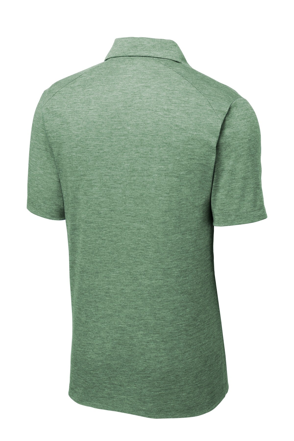 Rear View of Forest Grn Hth Sport-Tek PosiCharge Tri-Blend Wicking Polo. ST405