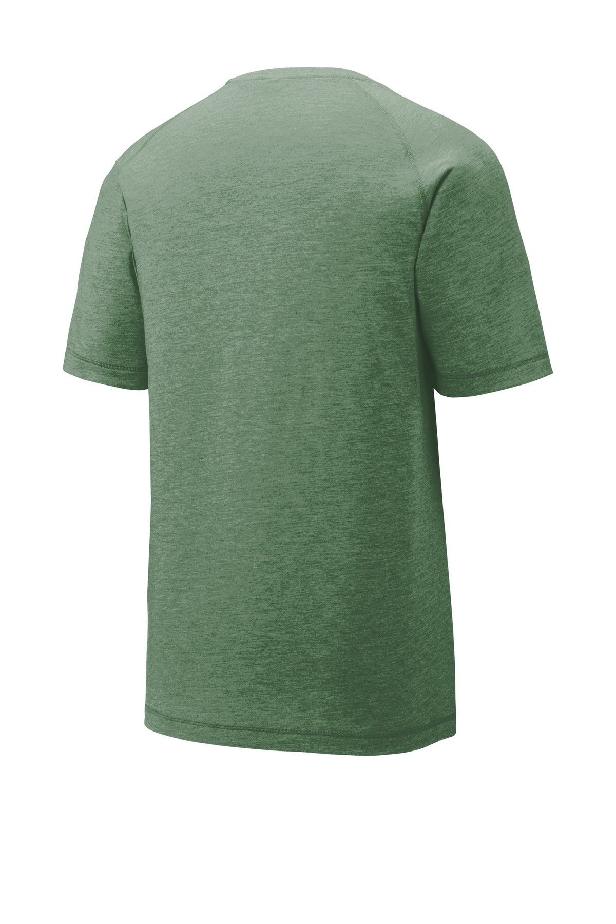 Rear View of Forest Grn Hth Sport-Tek PosiCharge Tri-Blend Wicking Raglan Tee. ST400