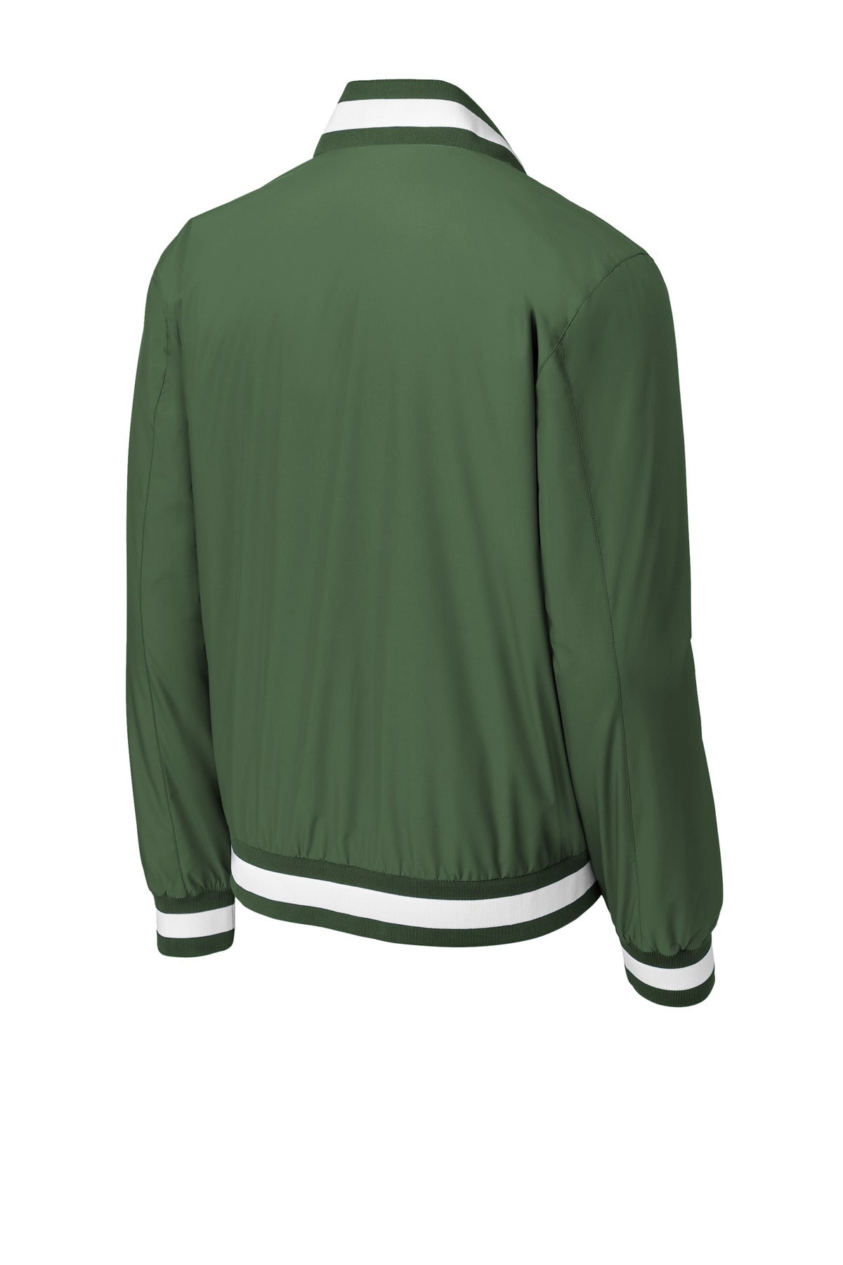 Rear View of ForestGrn Sport-Tek Insulated Varsity Jacket JST58