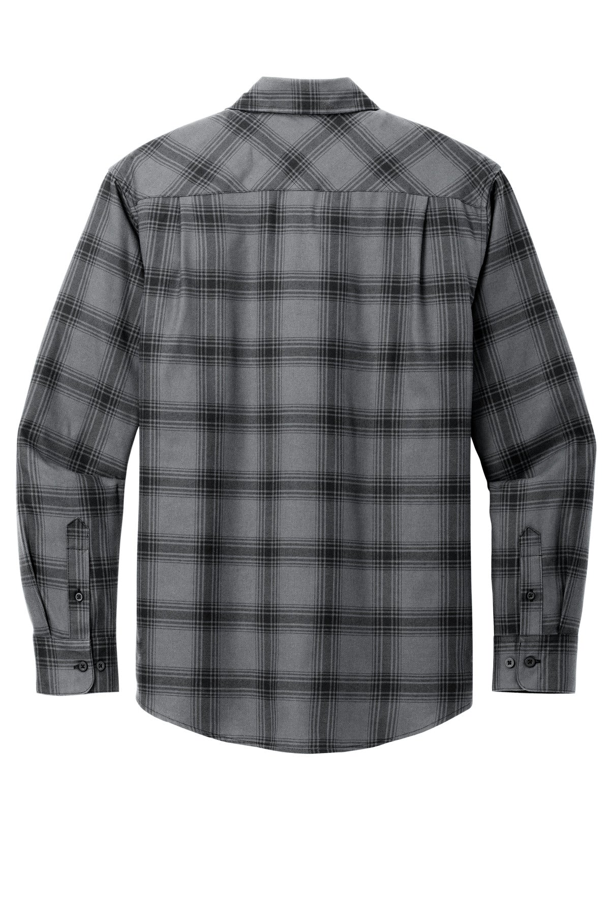 Rear View of G/BkOpnPld Port Authority Plaid Flannel Shirt. W668