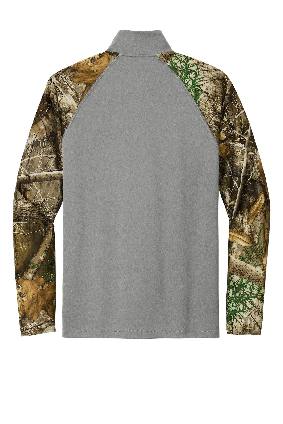 Rear View of GConH/RTEd Russell Outdoors Realtree Colorblock Performance 1/4-Zip RU152