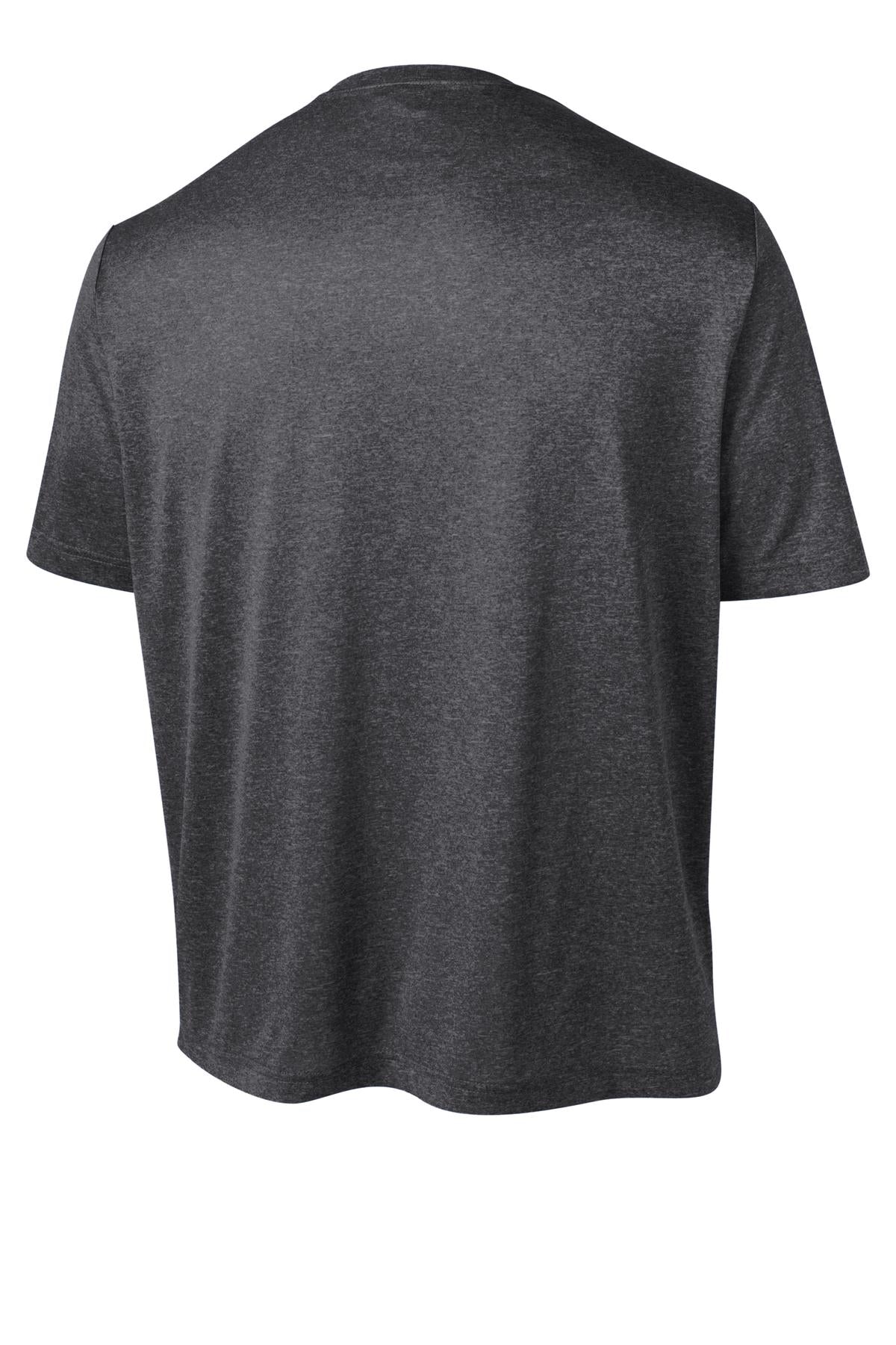 Rear View of Graphite Hthr Sport-Tek Tall Heather Contender Tee. TST360