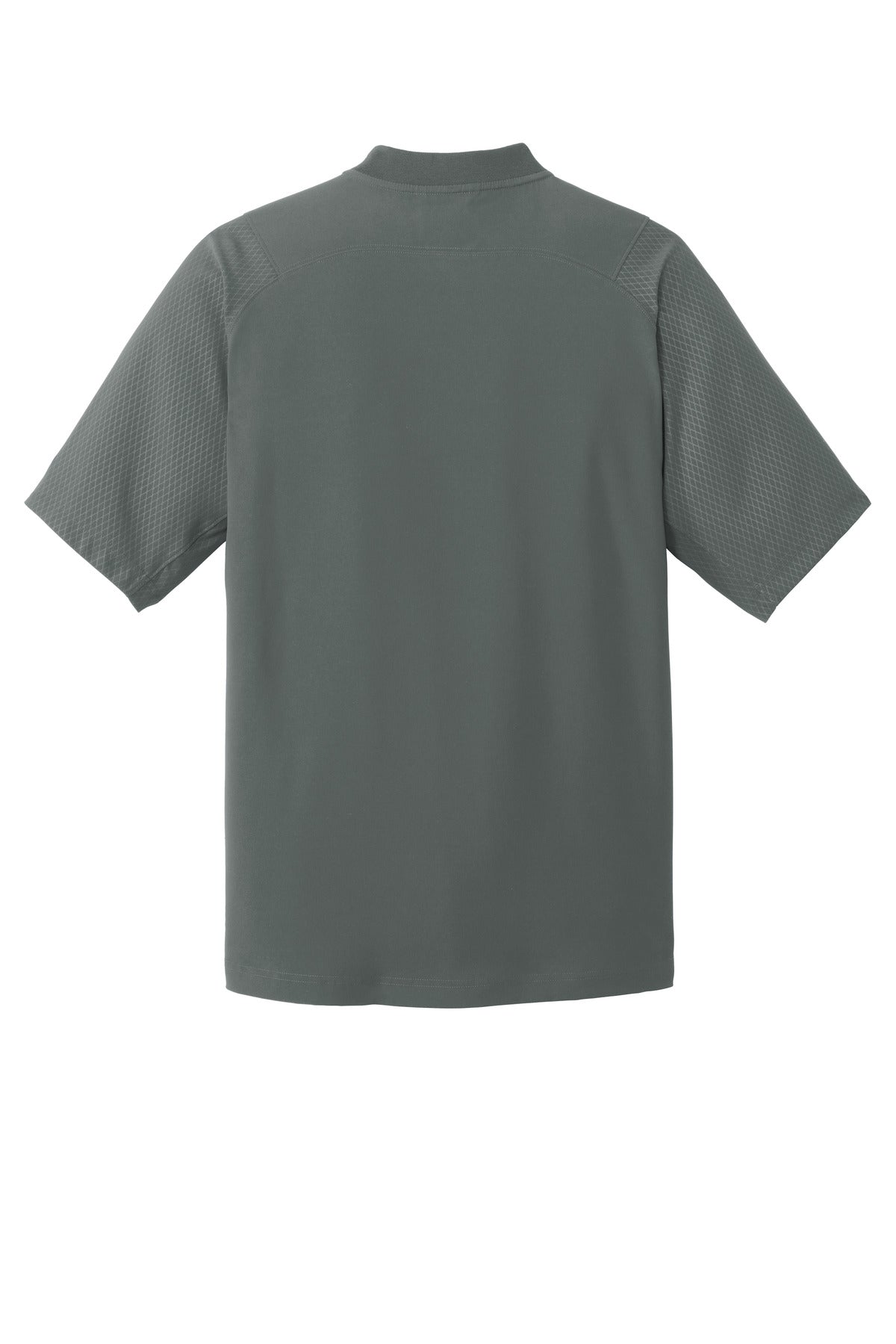 Rear View of Graphite New Era Cage Short Sleeve 1/4-Zip Jacket. NEA600
