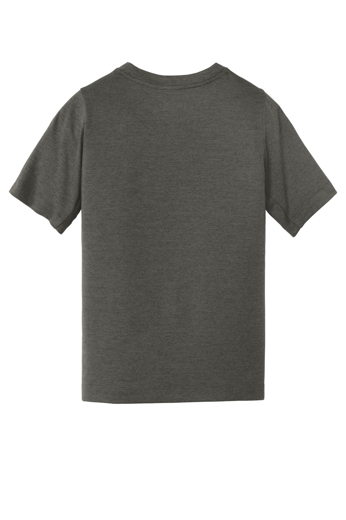 Rear View of Graphite New Era Youth Series Performance Crew Tee. YNEA200