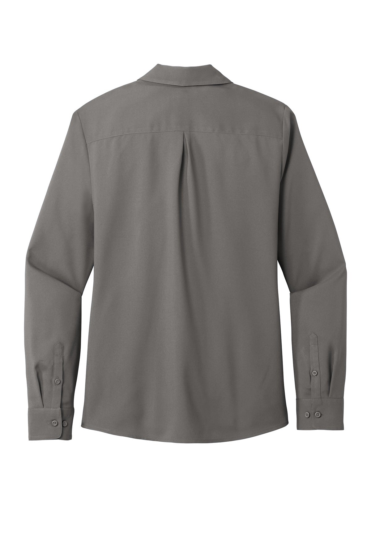 Rear View of Graphite Port Authority Women's Long Sleeve Performance Staff Shirt LW401