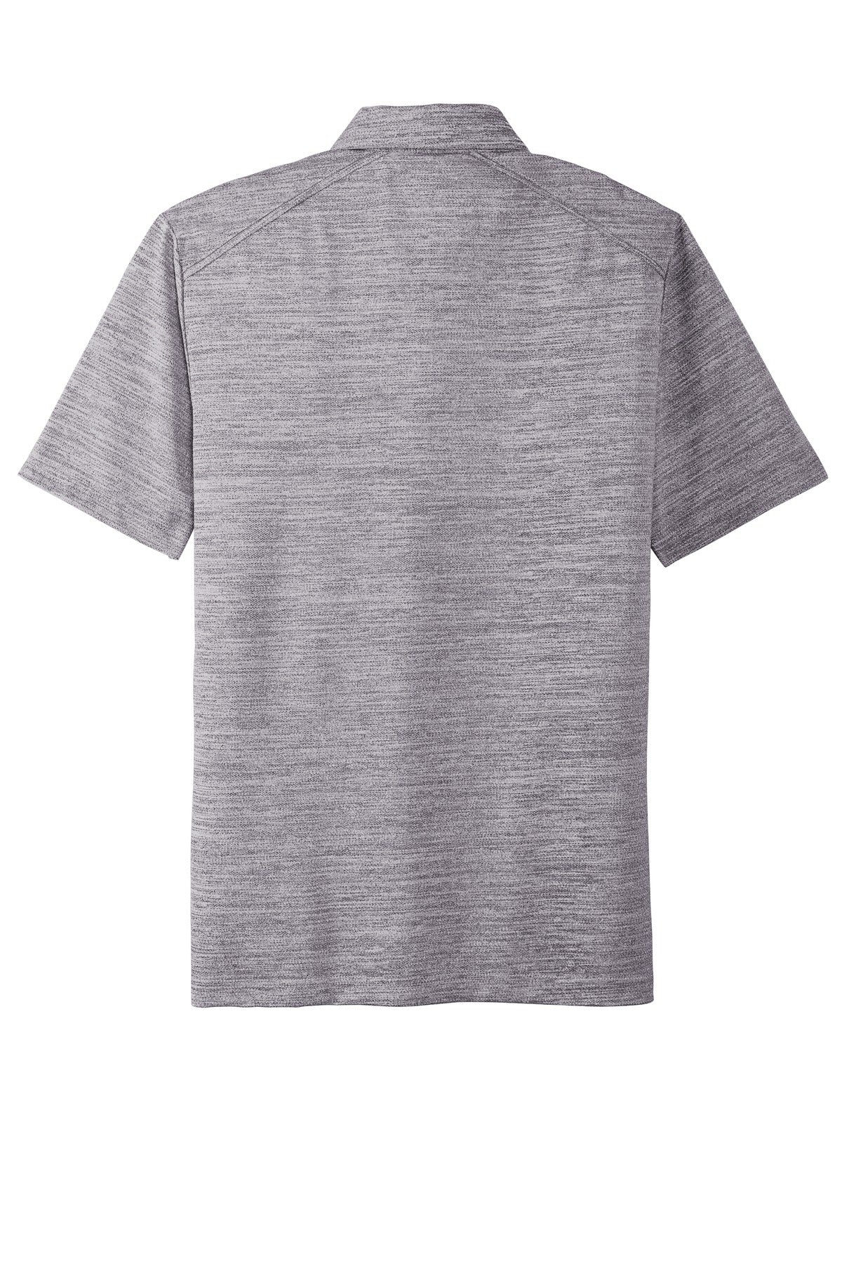 Rear View of Graphite/White Port Authority Stretch Heather Polo K583