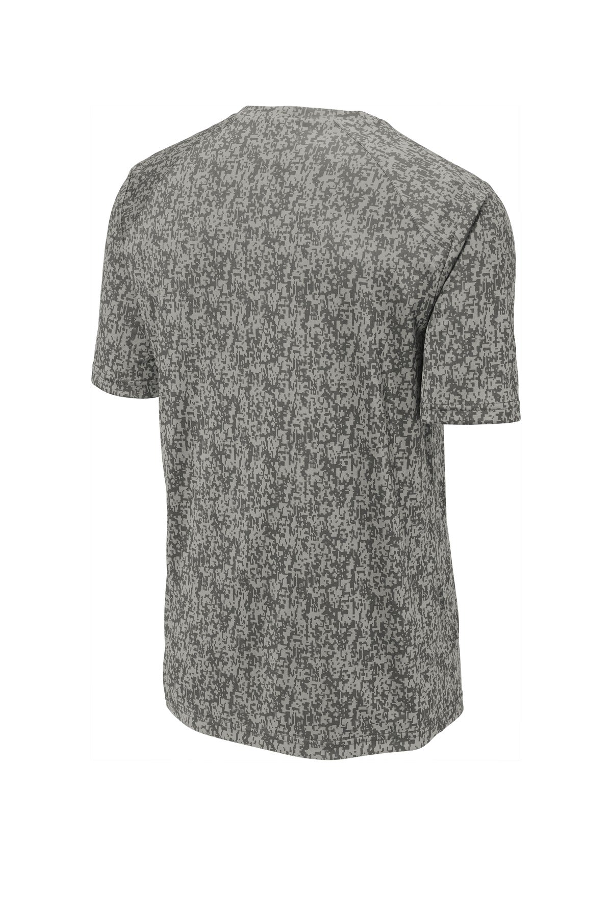 Rear View of Grey Concrete Sport-Tek Digi Camo Tee. ST460