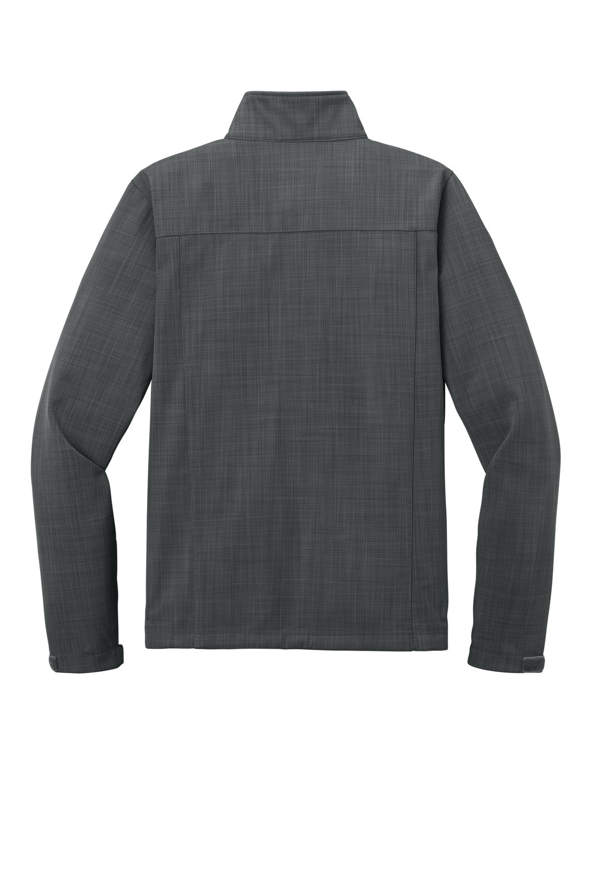 Rear View of Grey Eddie Bauer Shaded Crosshatch Soft Shell Jacket. EB532