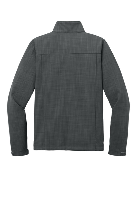 Rear View of Grey Eddie Bauer Shaded Crosshatch Soft Shell Jacket. EB532