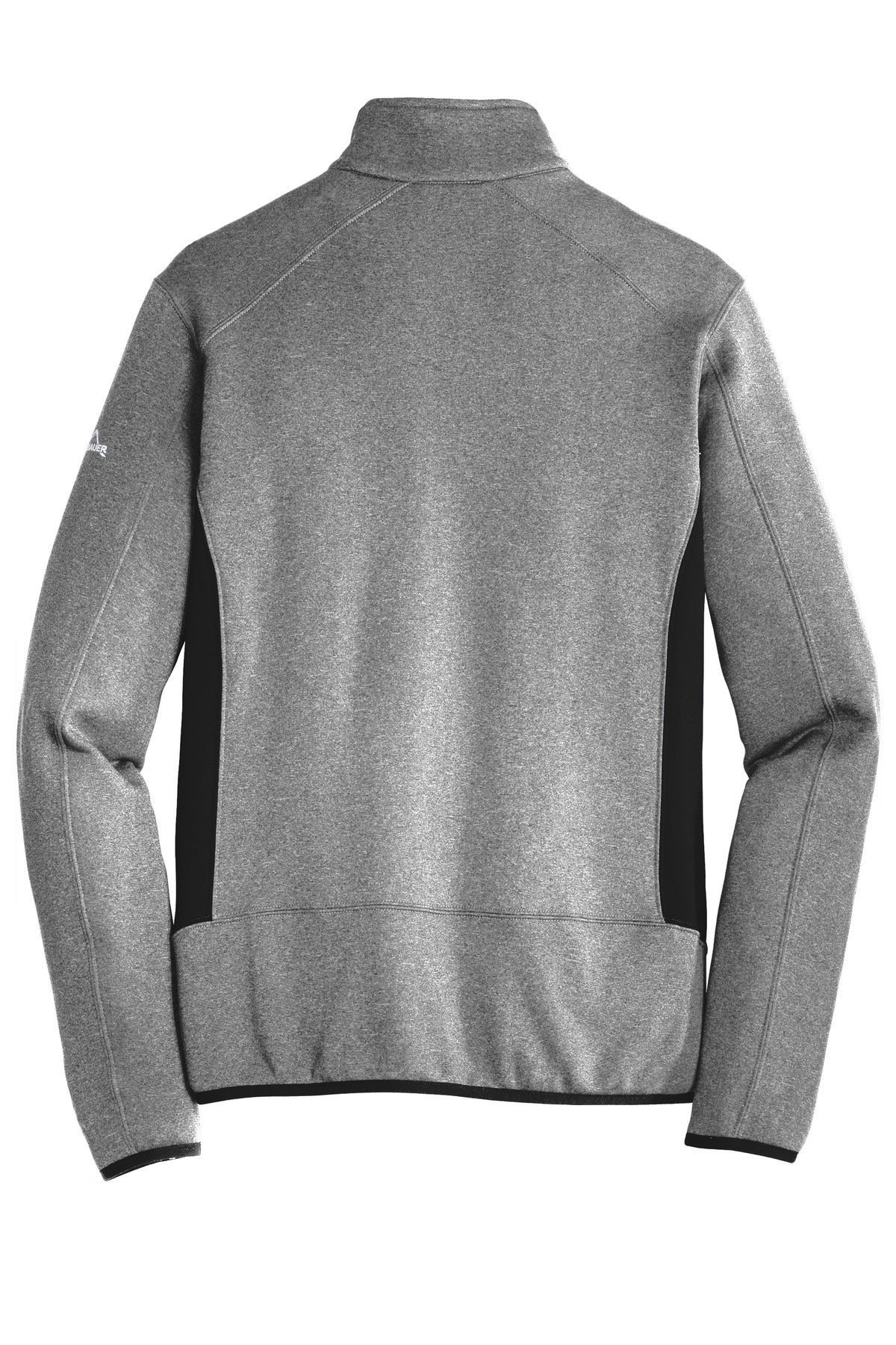 Rear View of Grey Heather Eddie Bauer Full-Zip Heather Stretch Fleece Jacket. EB238