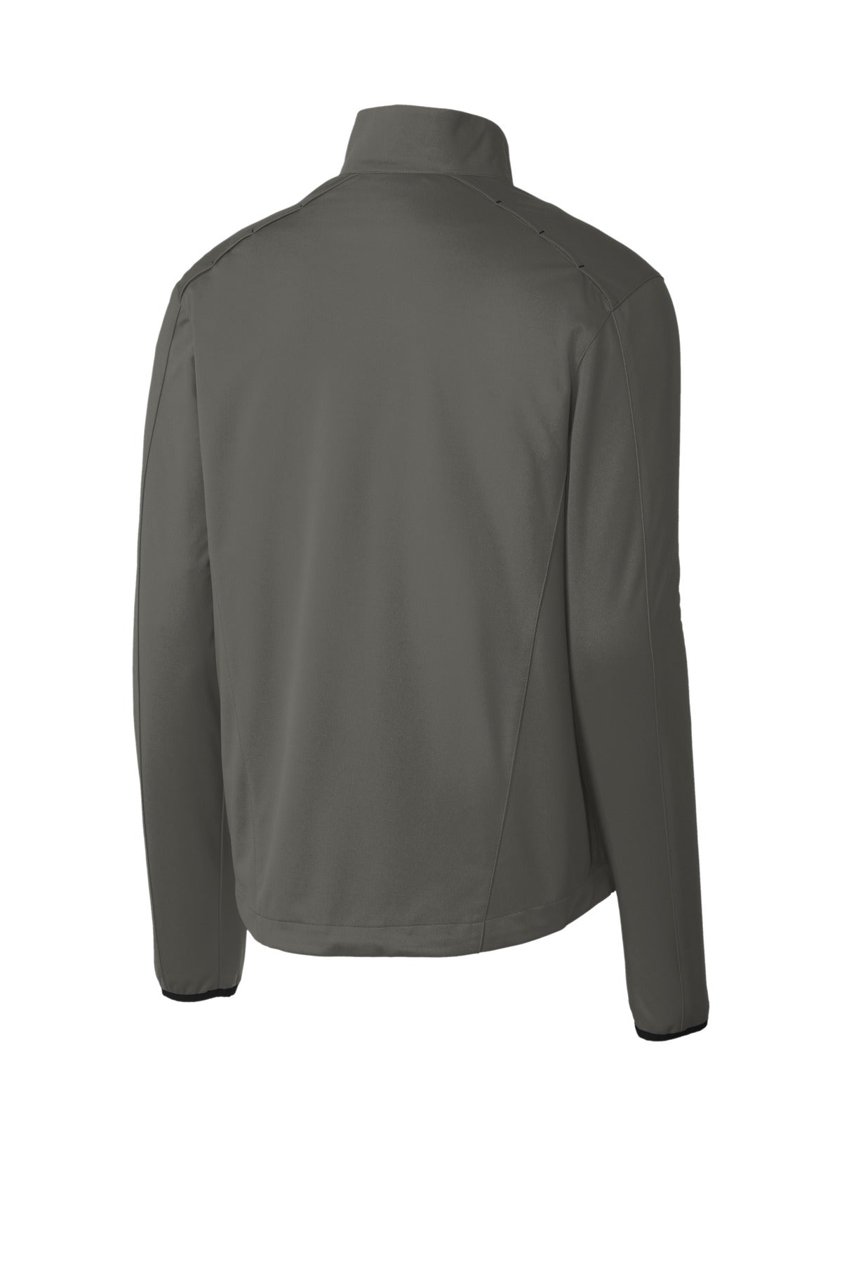 Rear View of Grey Steel Port Authority Active 1/2-Zip Soft Shell Jacket. J716