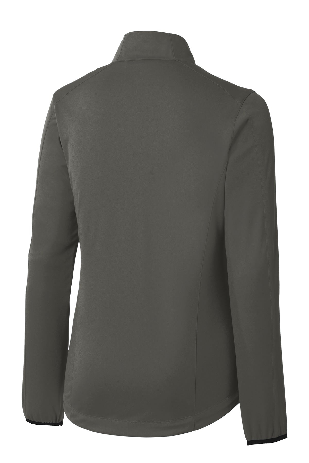 Rear View of Grey Steel Port Authority Women's Active Soft Shell Jacket. L717