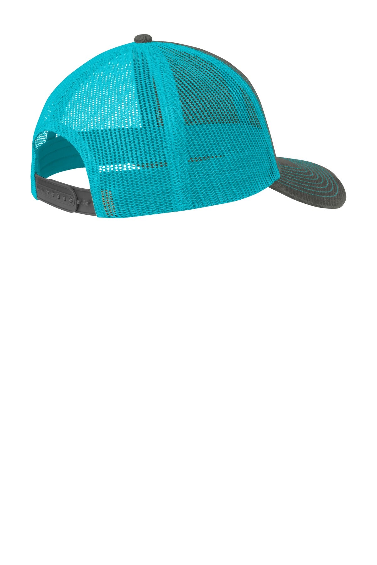 Rear View of Grey Steel/NBl Port Authority Snapback Trucker Cap. C112