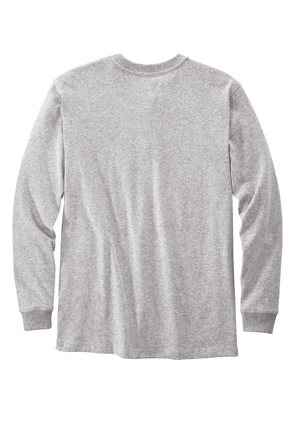 Rear View of Heather Grey Carhartt Long Sleeve Henley T-Shirt CTK128